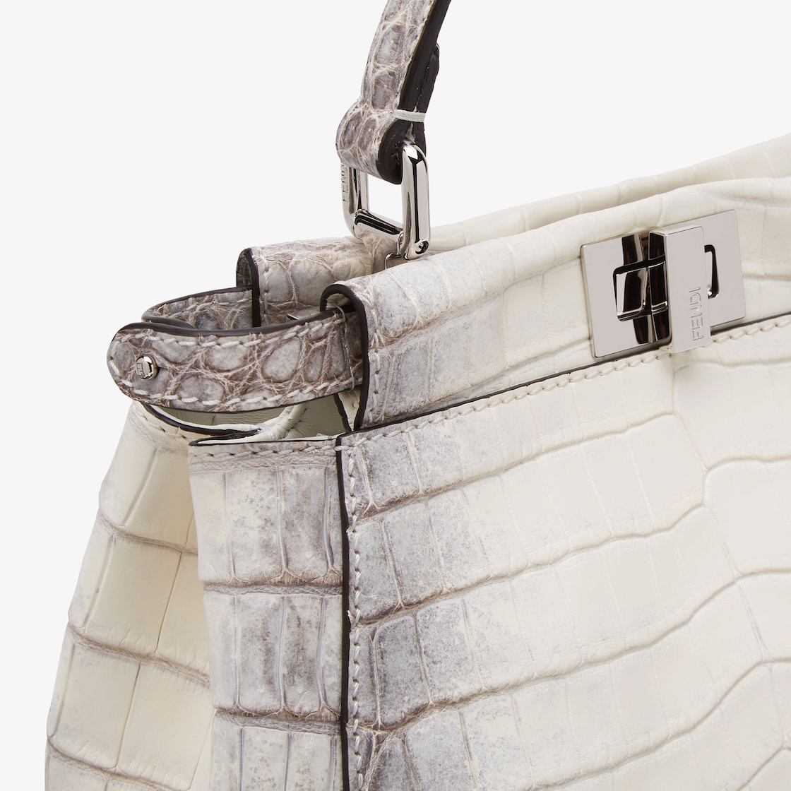 FENDI Peekaboo Mini White crocodile leather bag - Image 3